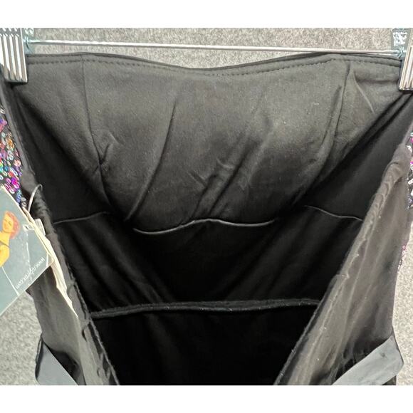 Ruby Rox Vintage Y2K Dress M Black Multi Sequin Strapless Pleated Fairy Showgirl - Picture 10 of 16